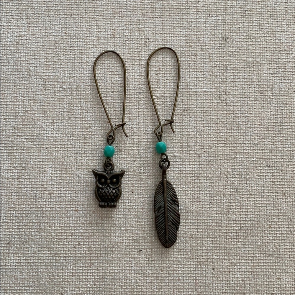 Owl & Feather Earrings
